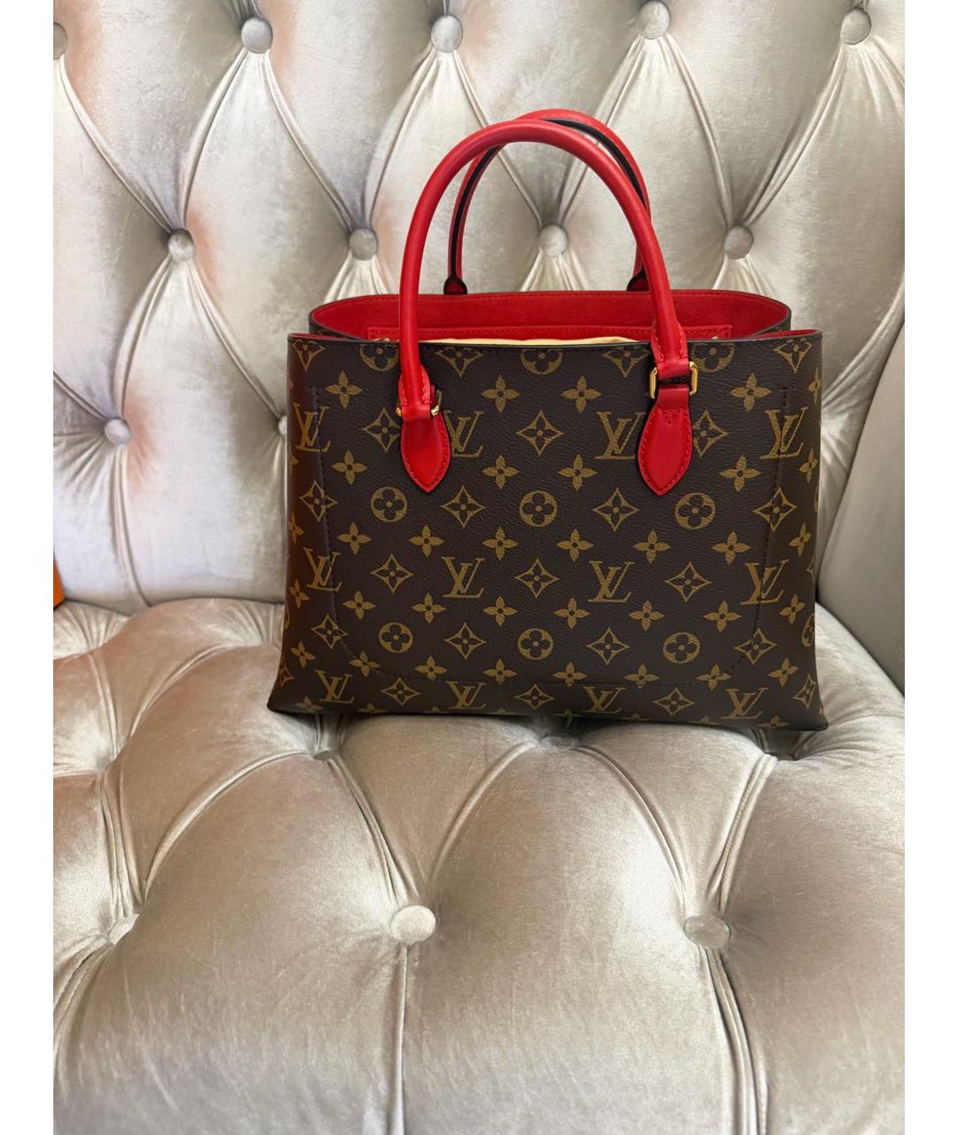 LOUIS VUITTON Коричневая кожаная сумка с короткими ручками, фото 3