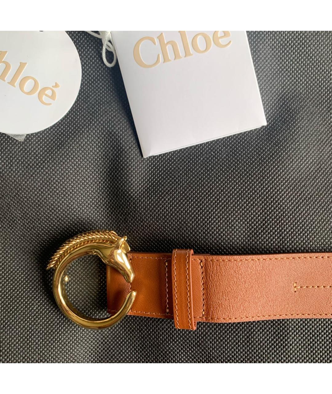 CHLOE Коричневый кожаный ремень, фото 3