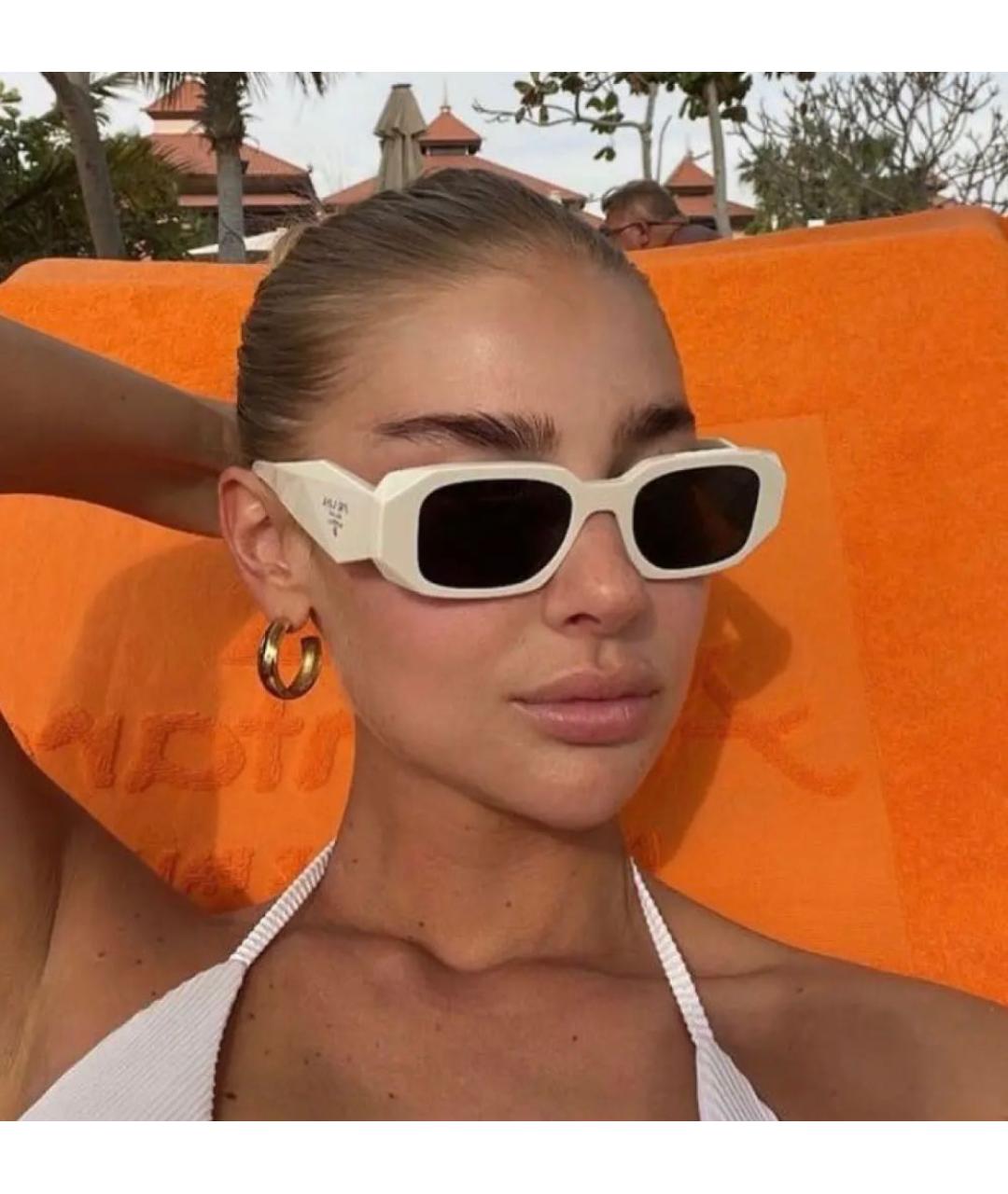 PRADA Белые пластиковые солнцезащитные очки, фото 4