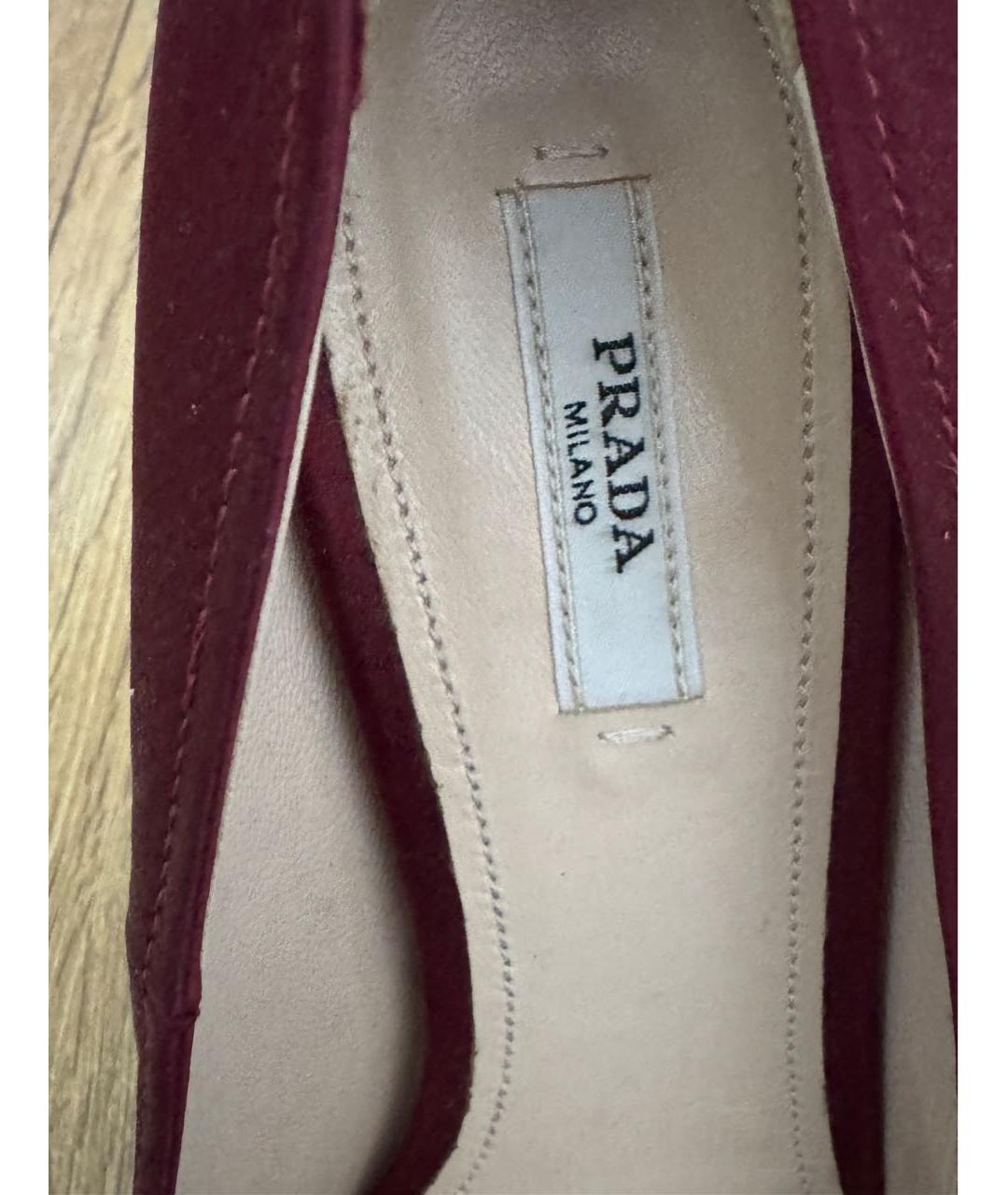PRADA Бордовые текстильные туфли, фото 5