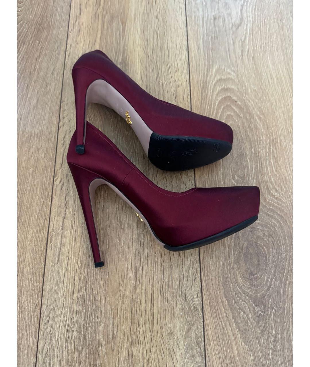 PRADA Бордовые текстильные туфли, фото 6