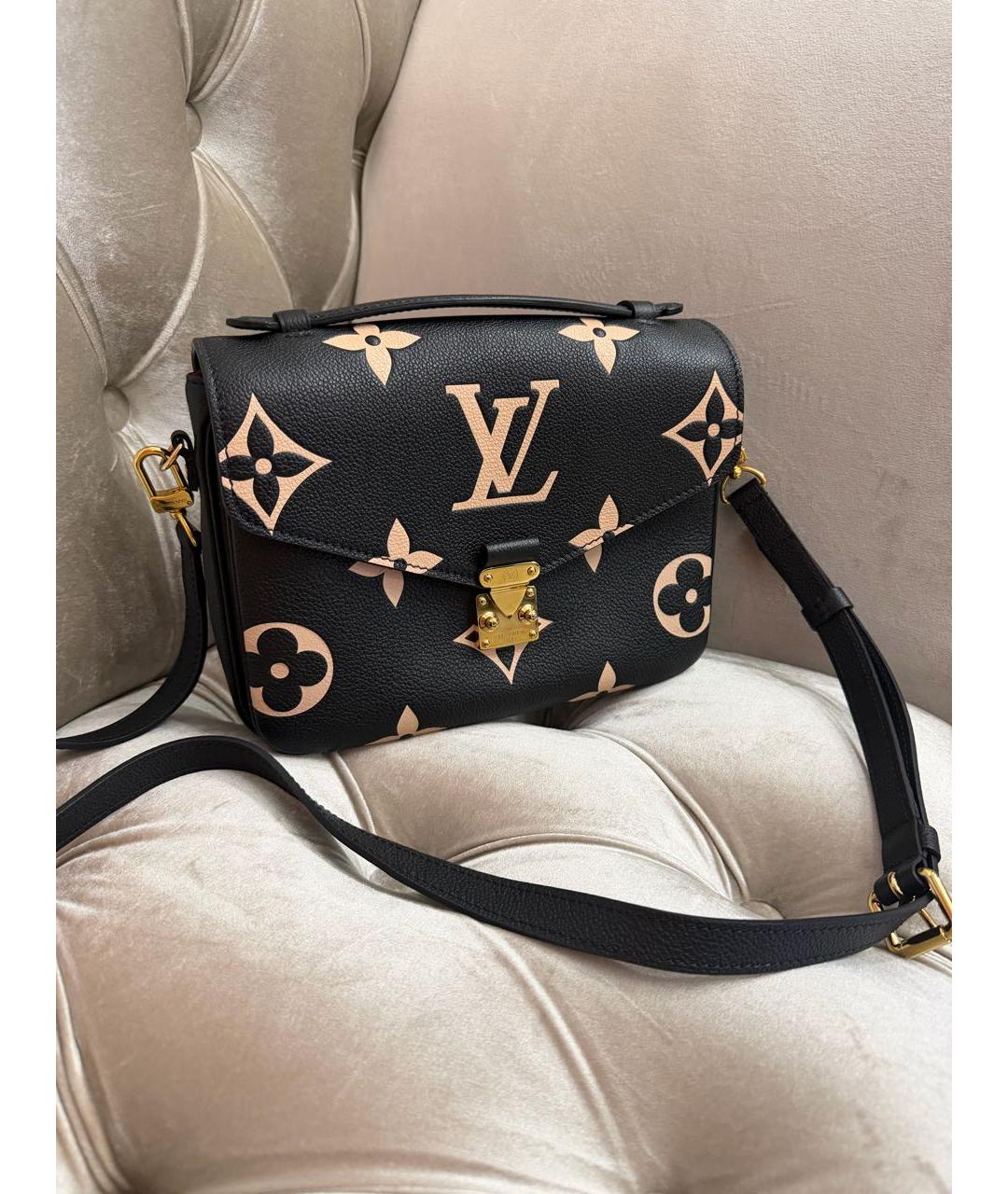 LOUIS VUITTON Черная кожаная сумка с короткими ручками, фото 2