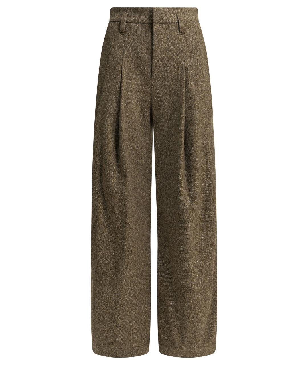 BRUNELLO CUCINELLI Коричневые шерстяные прямые брюки, фото 1