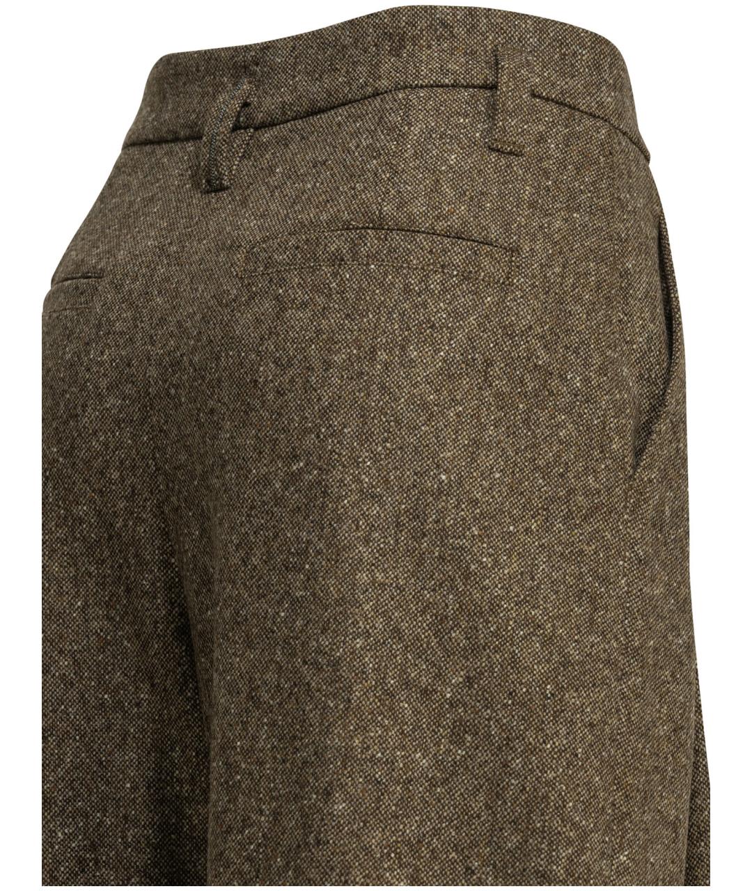 BRUNELLO CUCINELLI Коричневые шерстяные прямые брюки, фото 4