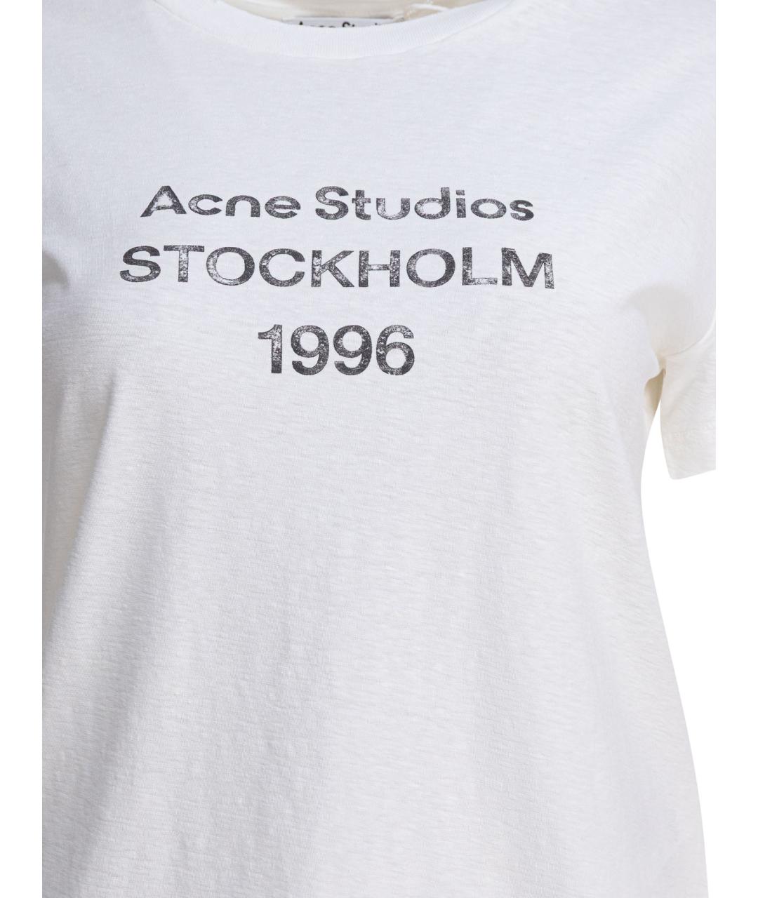 ACNE STUDIOS Белая хлопковая футболка, фото 4