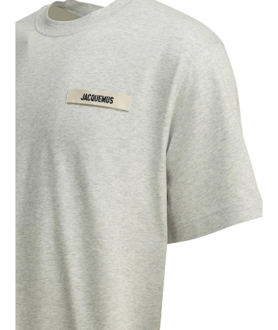 JACQUEMUS Серая хлопковая футболка, фото 4