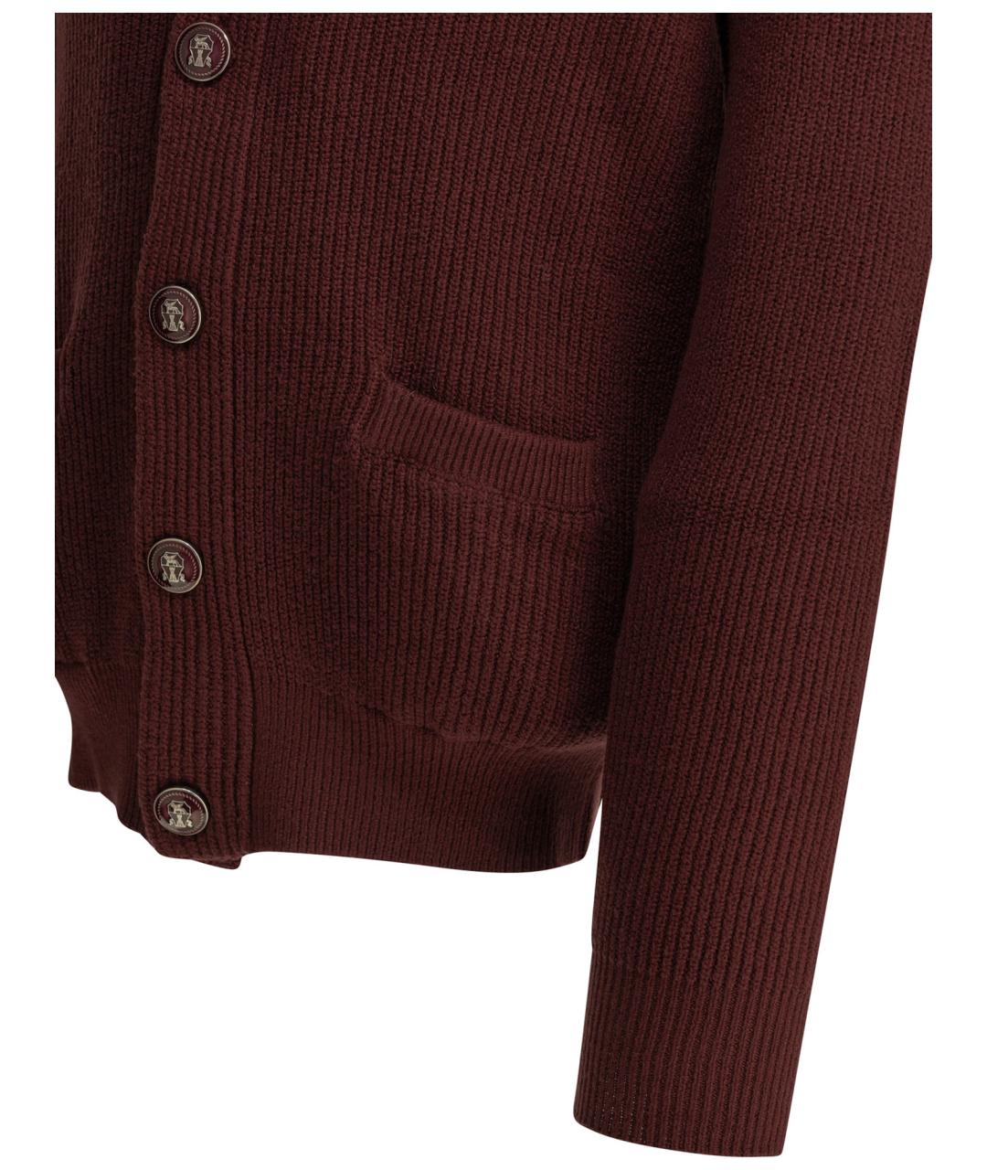 BRUNELLO CUCINELLI Бордовый хлопковый кардиган, фото 4