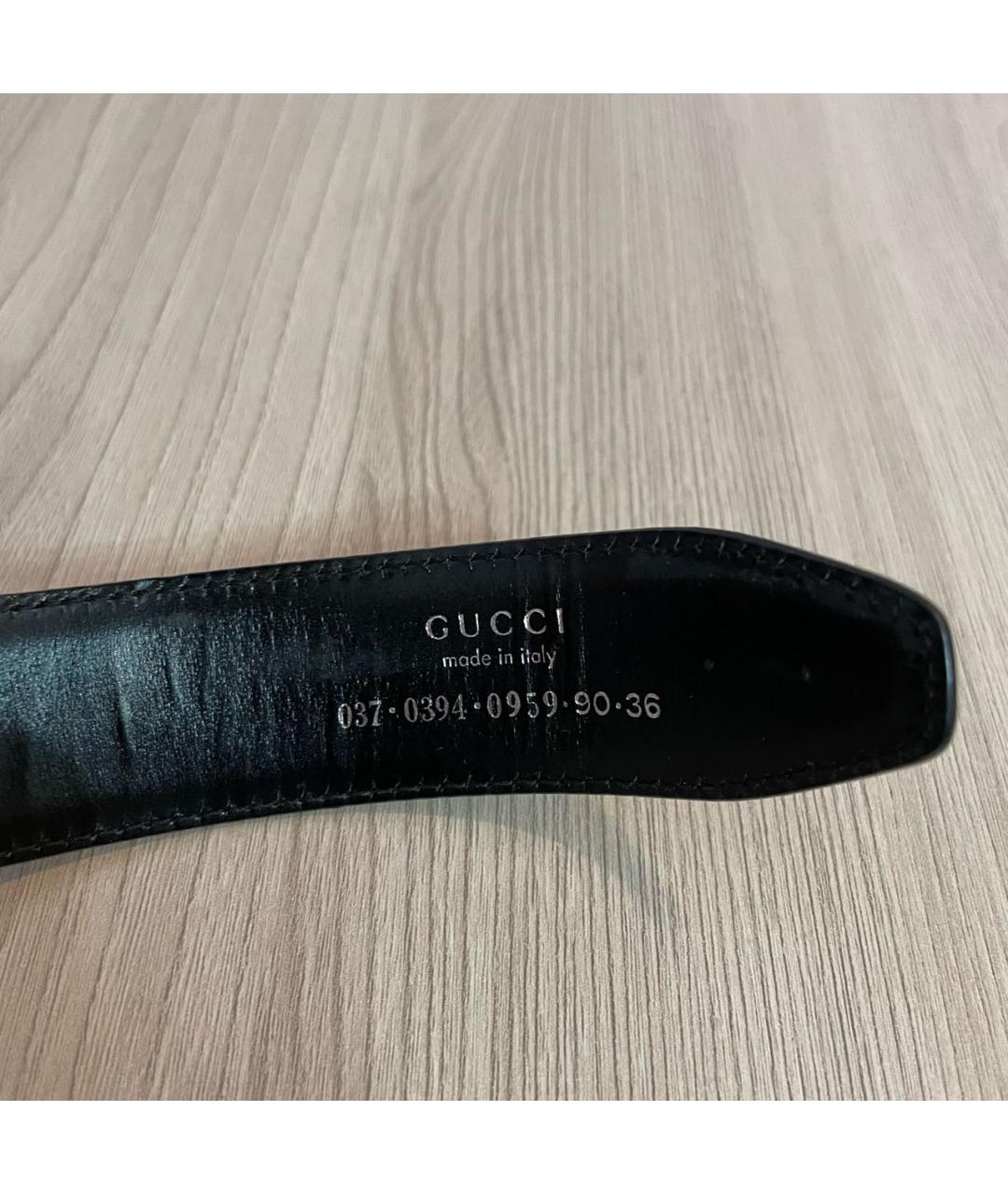 GUCCI Черный кожаный ремень, фото 3