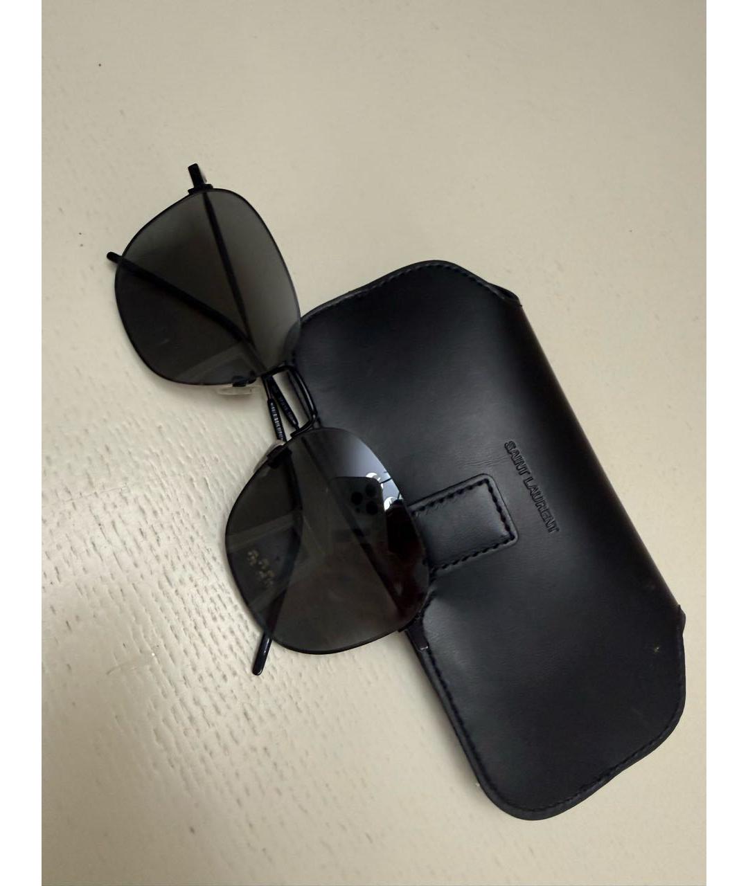 SAINT LAURENT Черные металлические солнцезащитные очки, фото 2