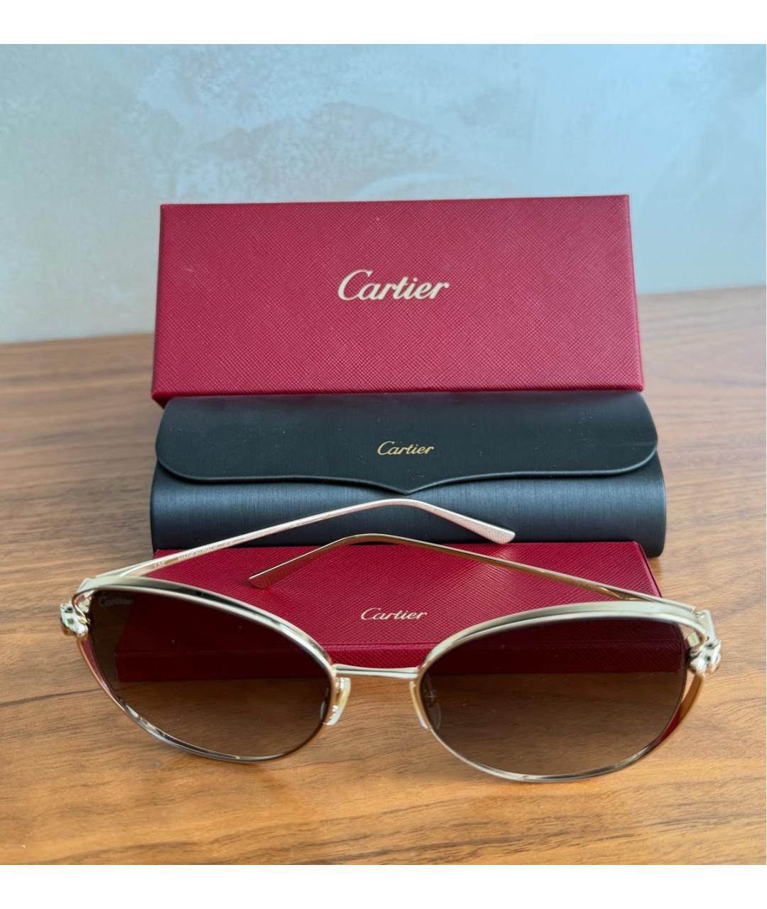 CARTIER Коричневые металлические солнцезащитные очки, фото 4