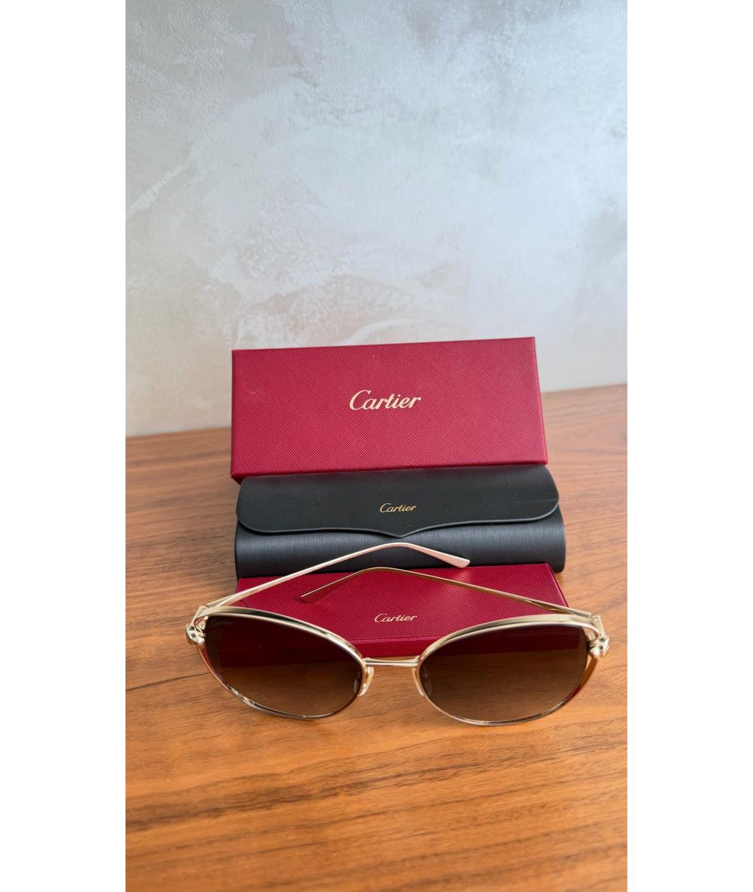 CARTIER Коричневые металлические солнцезащитные очки, фото 6