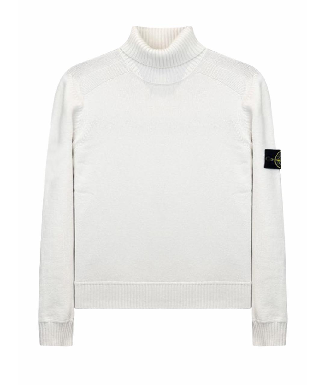 STONE ISLAND Белая хлопковая водолазка, фото 1