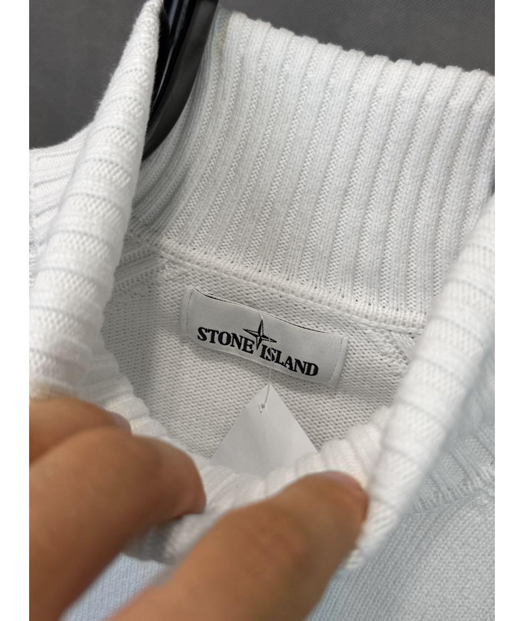 STONE ISLAND Белая хлопковая водолазка, фото 3