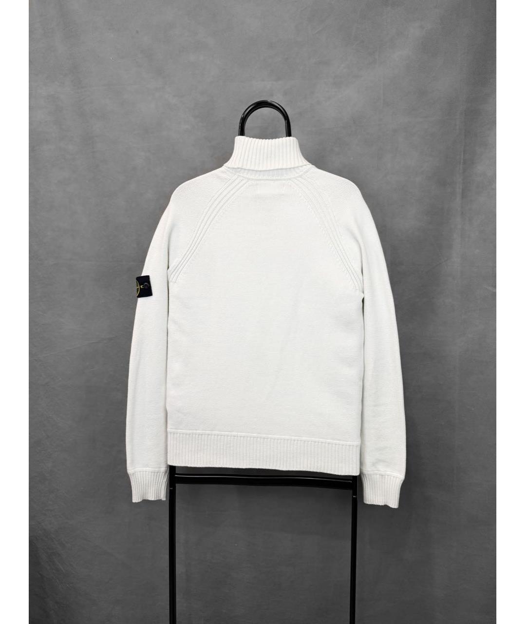 STONE ISLAND Белая хлопковая водолазка, фото 2