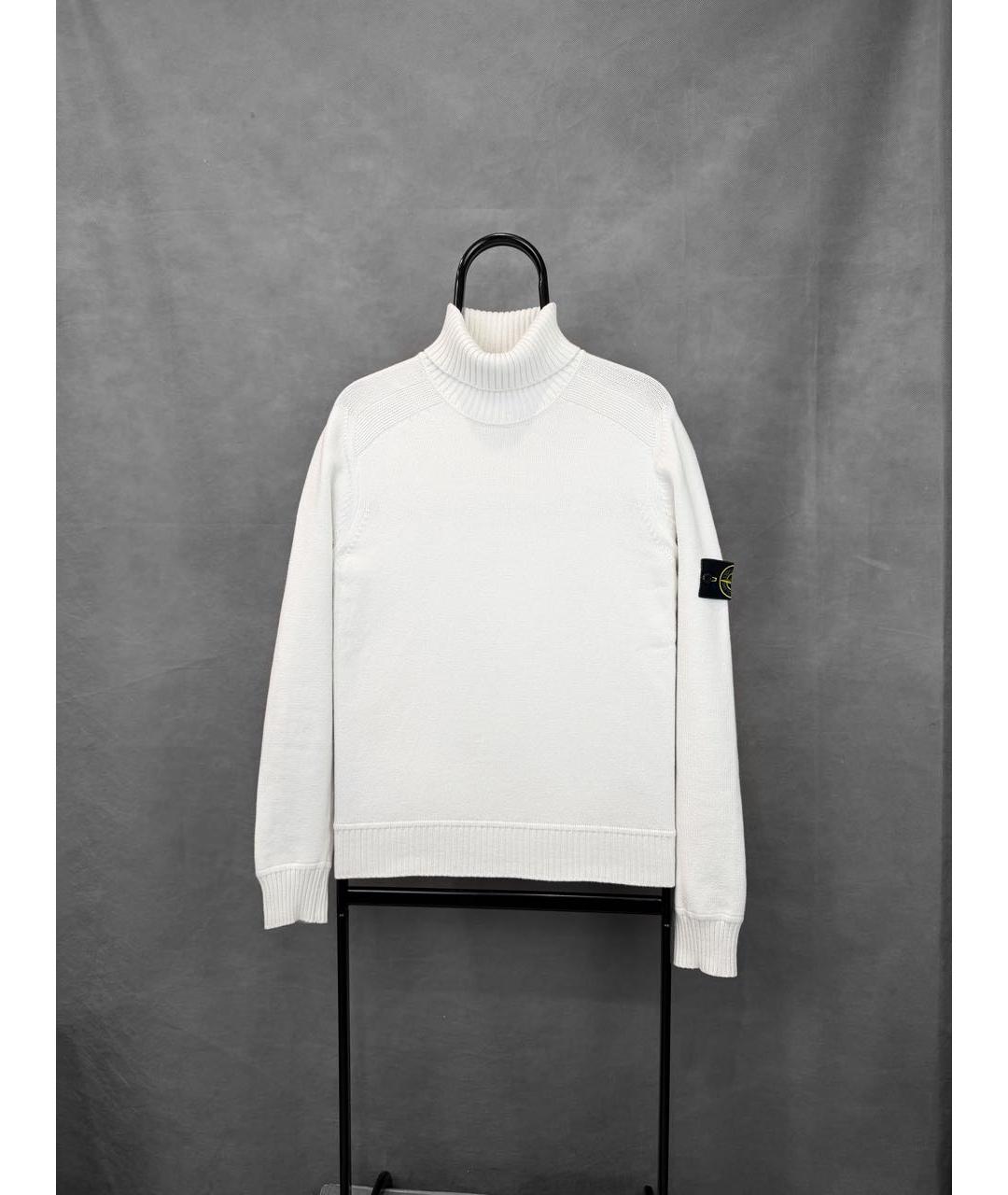 STONE ISLAND Белая хлопковая водолазка, фото 9