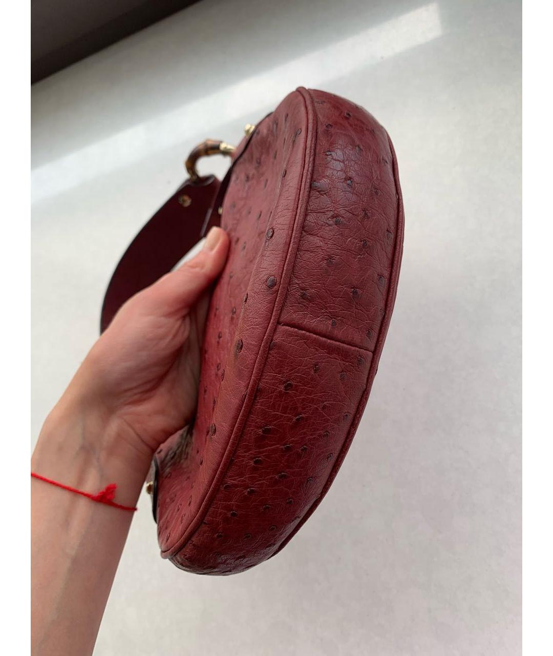 GUCCI Бордовая сумка с короткими ручками из экзотической кожи, фото 5