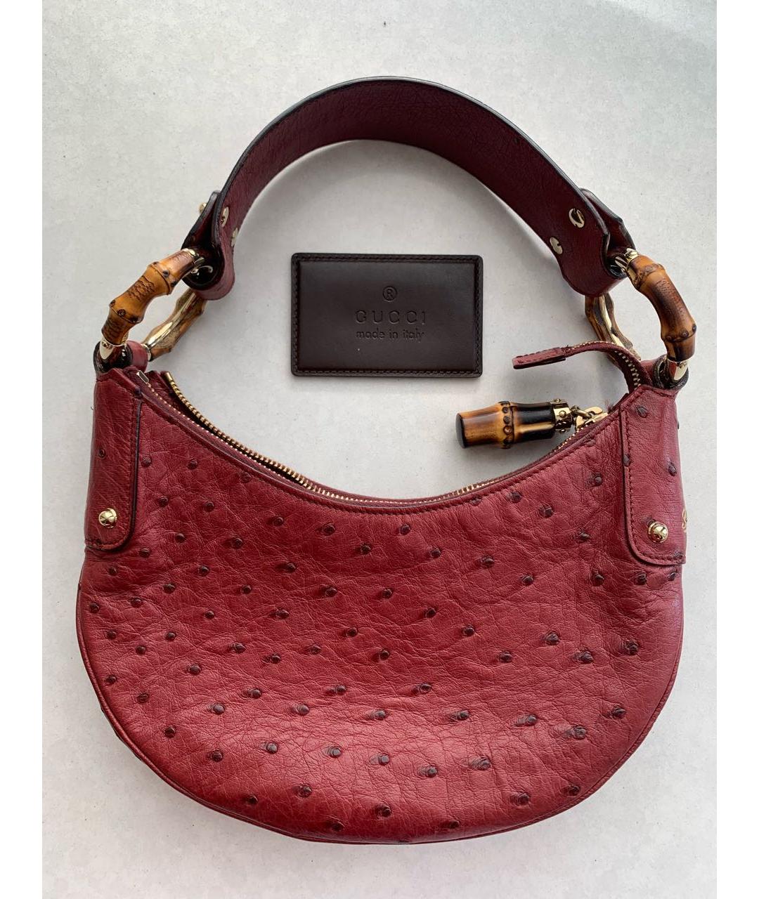 GUCCI Бордовая сумка с короткими ручками из экзотической кожи, фото 8