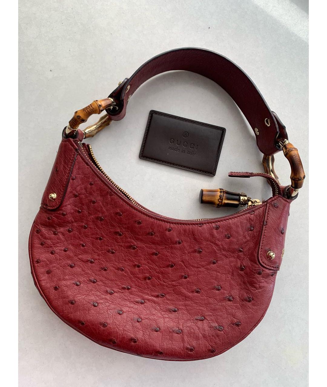 GUCCI Бордовая сумка с короткими ручками из экзотической кожи, фото 7