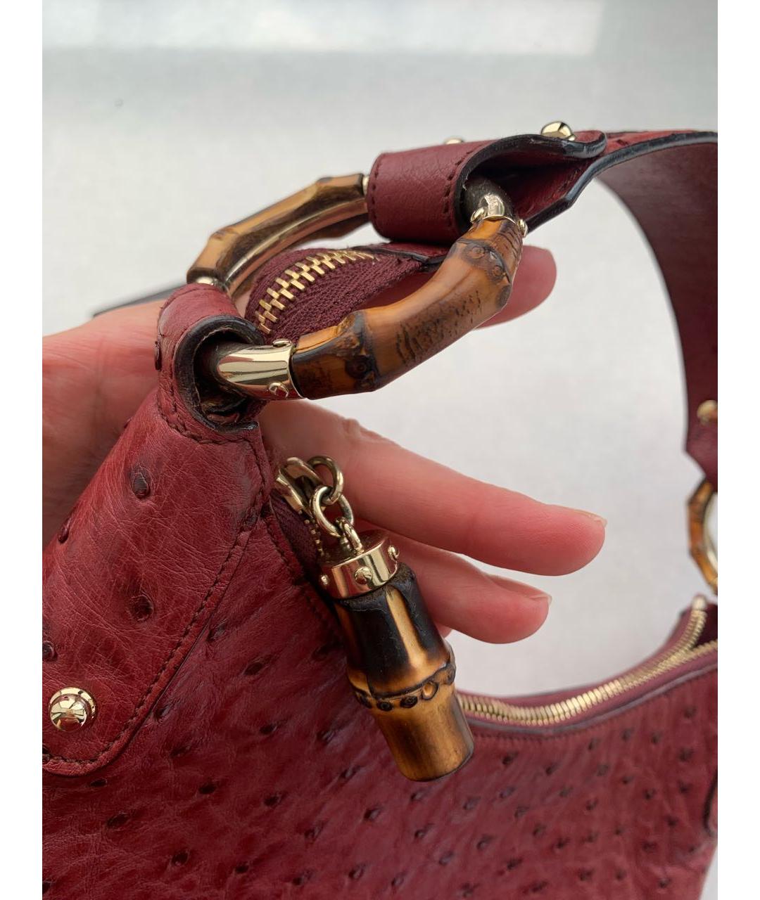 GUCCI Бордовая сумка с короткими ручками из экзотической кожи, фото 4