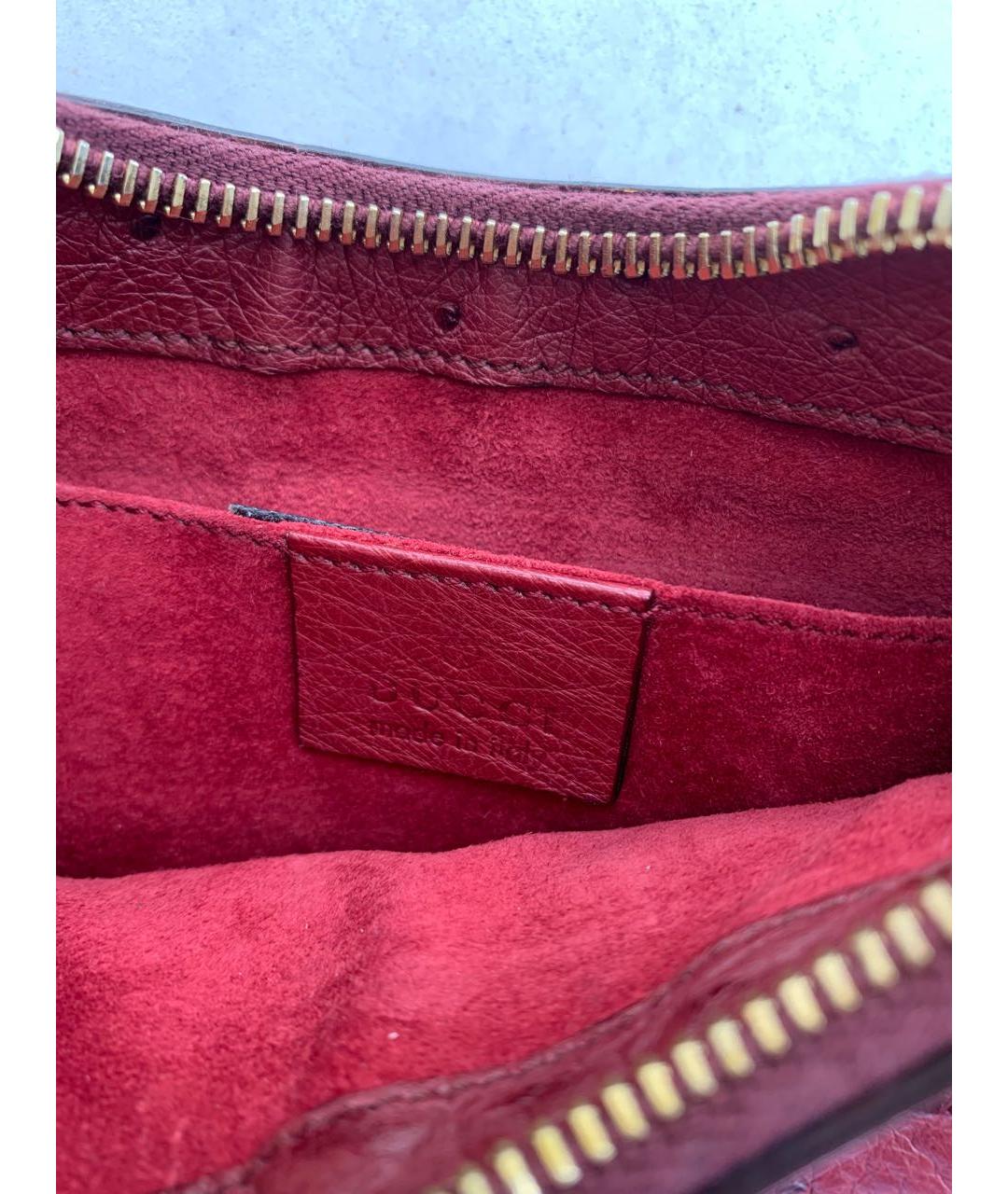 GUCCI Бордовая сумка с короткими ручками из экзотической кожи, фото 3