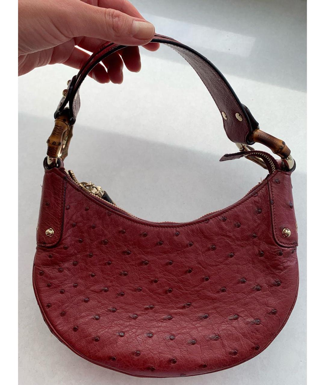 GUCCI Бордовая сумка с короткими ручками из экзотической кожи, фото 2