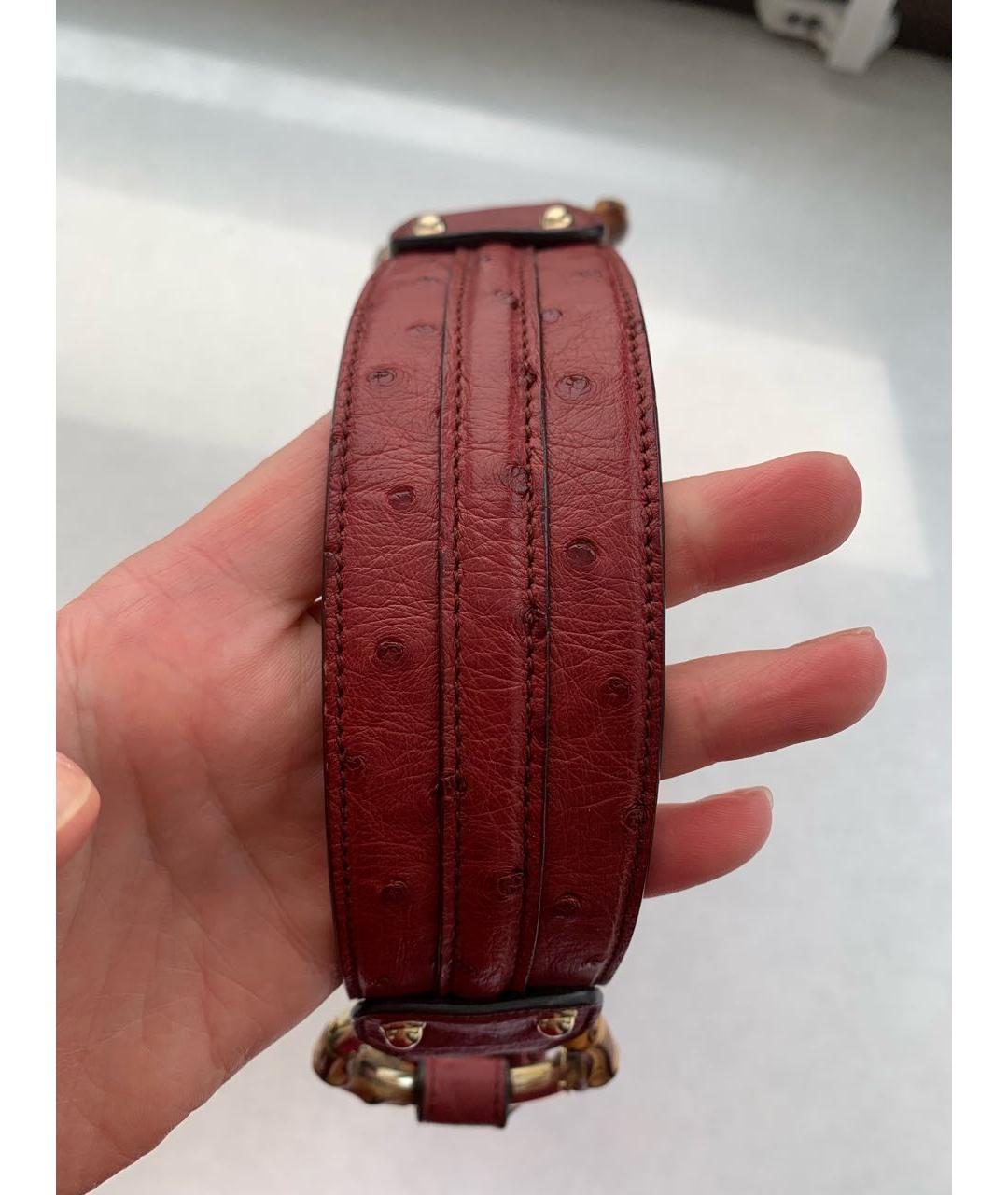 GUCCI Бордовая сумка с короткими ручками из экзотической кожи, фото 6