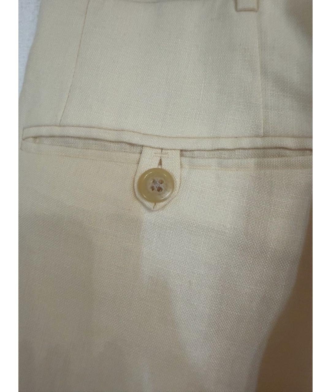 POLO RALPH LAUREN Бежевые льняные классические брюки, фото 2