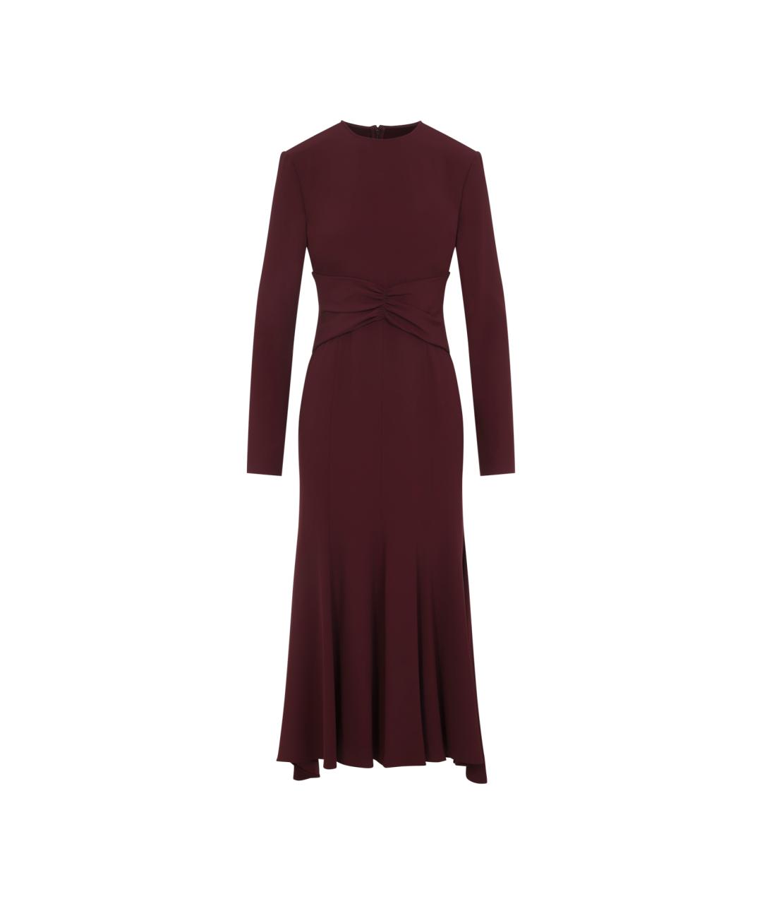 ALBERTA FERRETTI Бордовое вискозное платье, фото 1