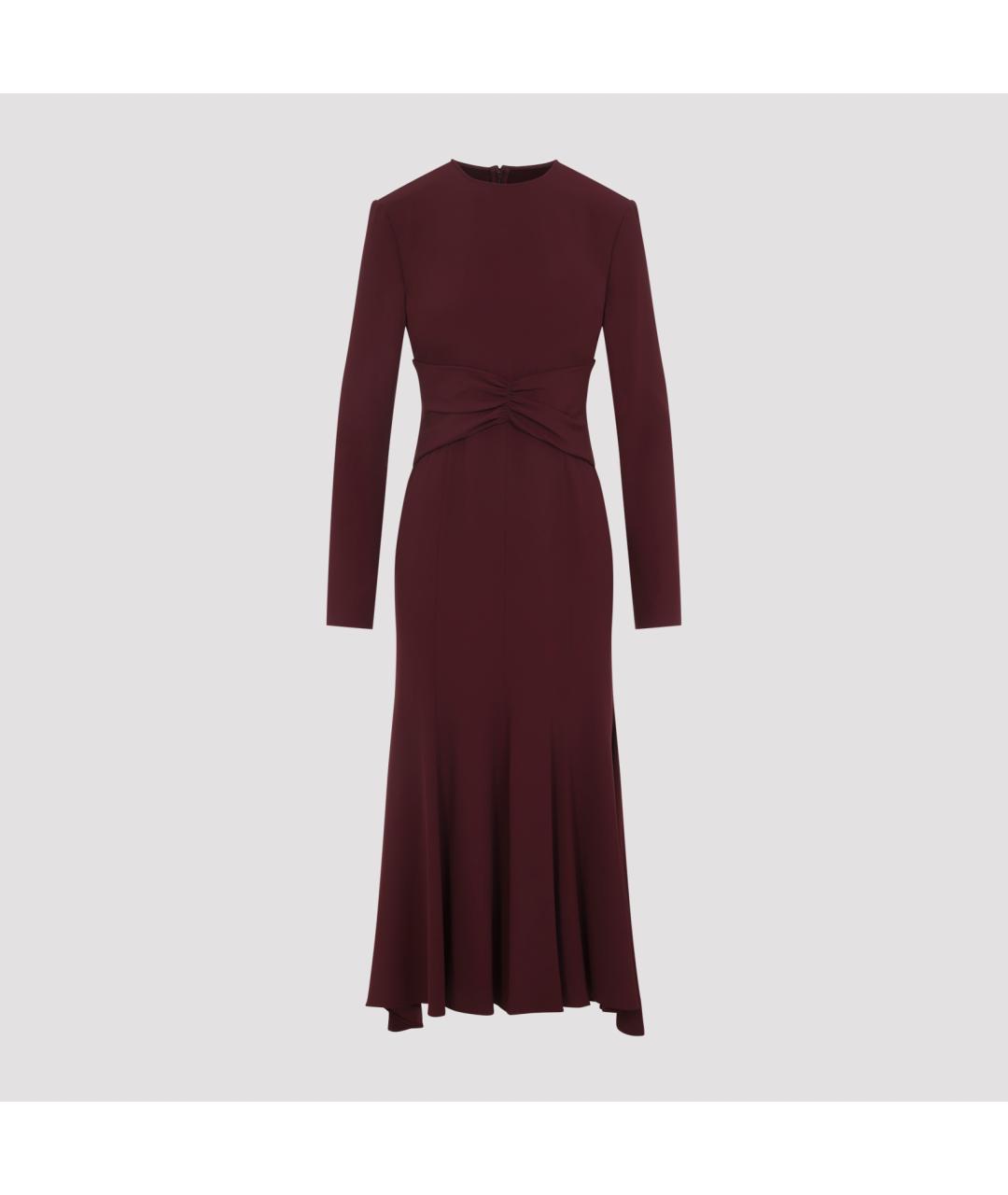 ALBERTA FERRETTI Бордовое вискозное платье, фото 2
