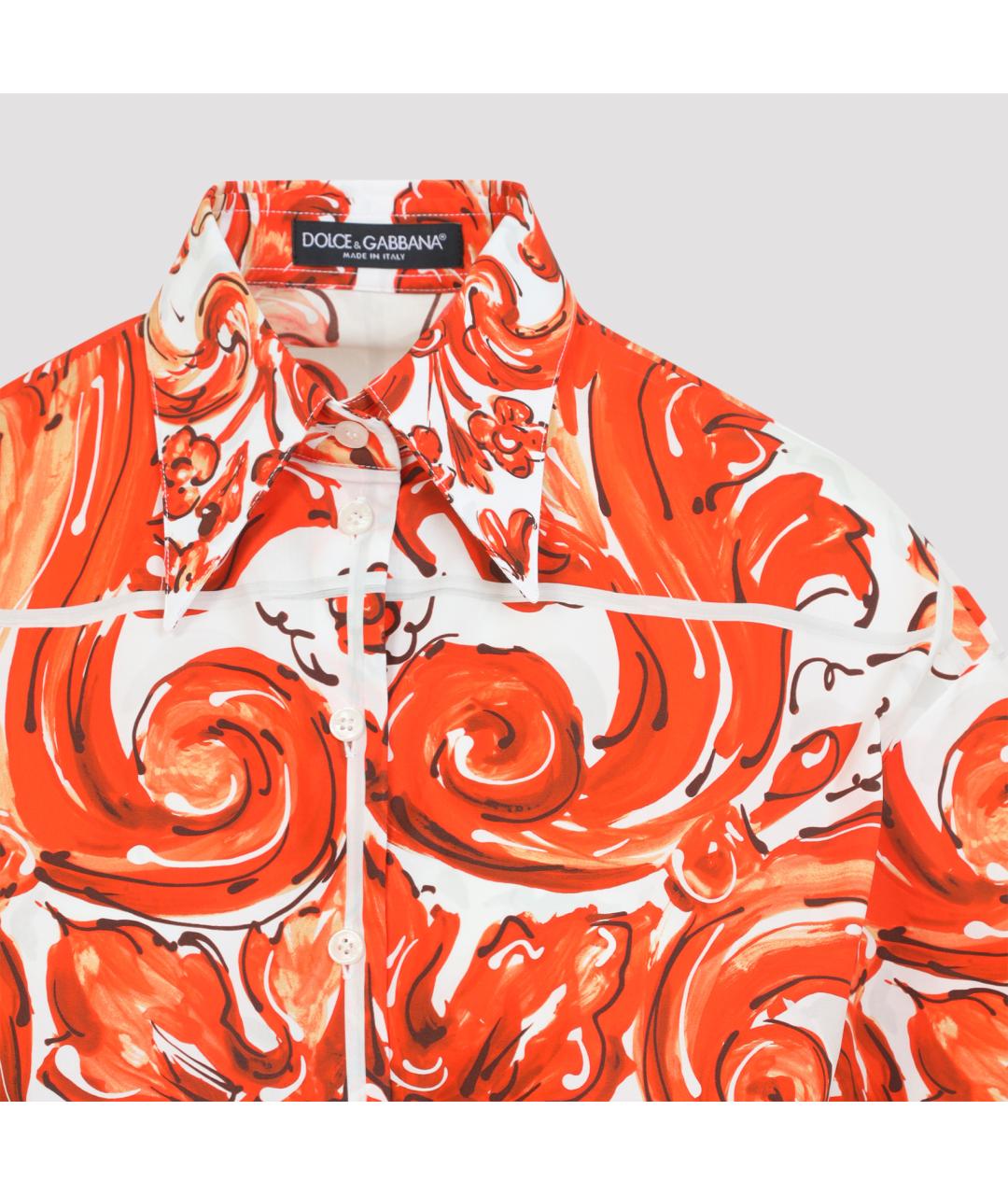 DOLCE&GABBANA Оранжевая хлопковая рубашка, фото 5