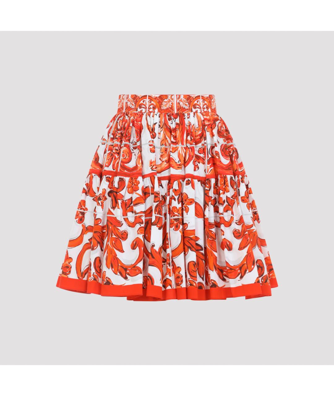 DOLCE&GABBANA Оранжевая хлопковая юбка мини, фото 2