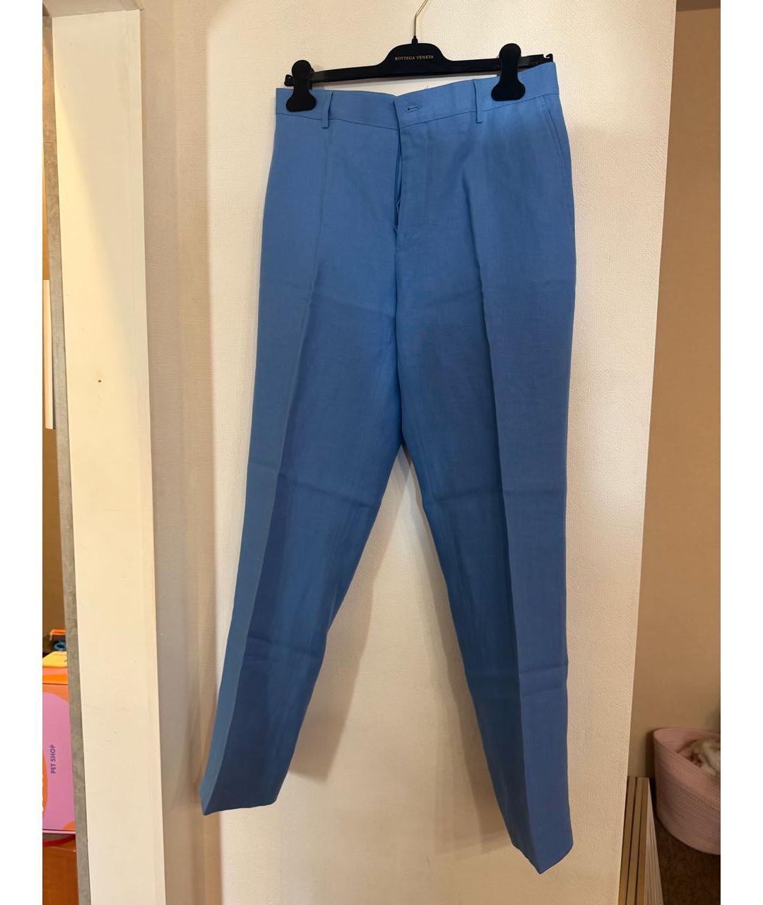 POLO RALPH LAUREN Синие льняные классические брюки, фото 4