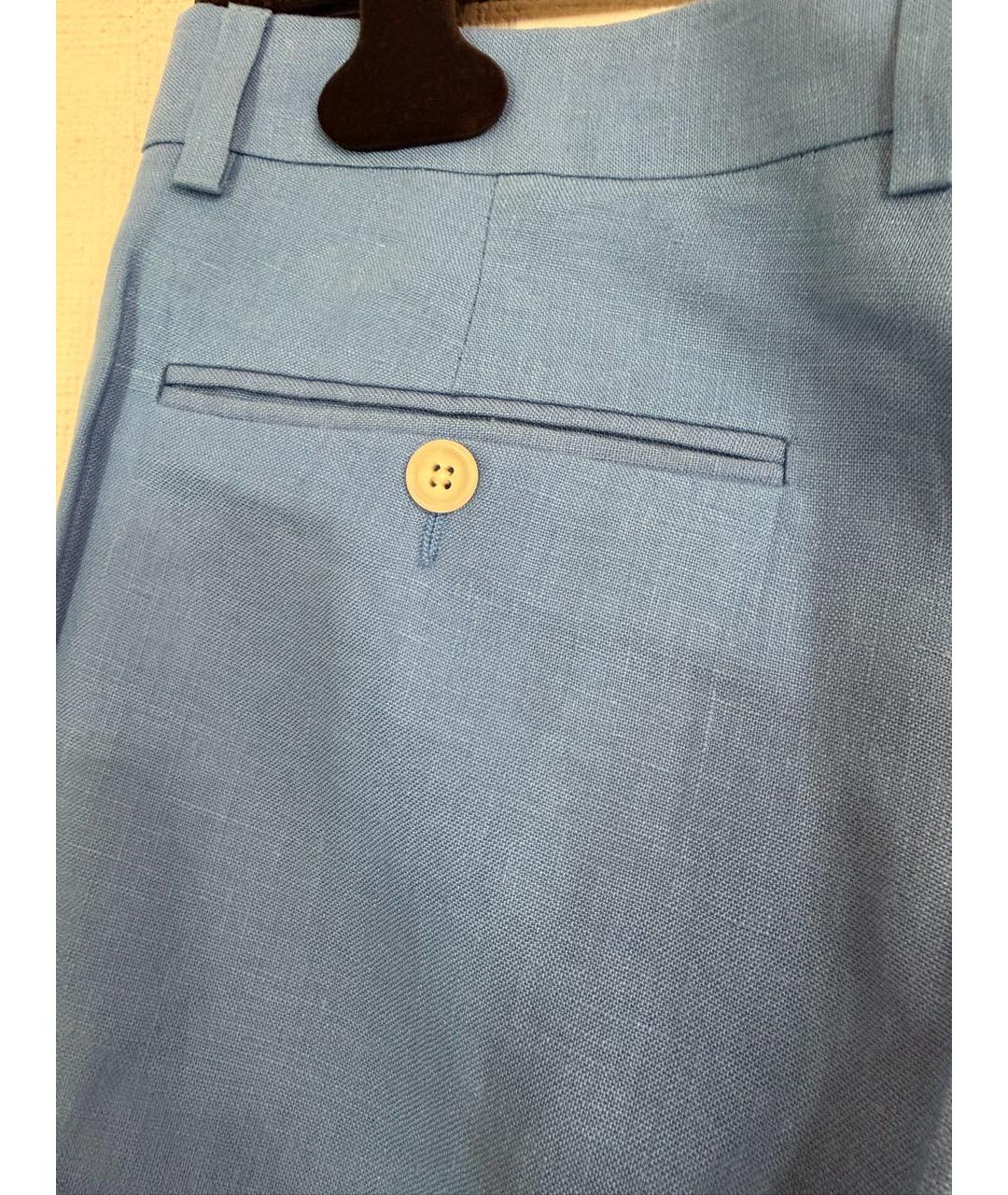 POLO RALPH LAUREN Синие льняные классические брюки, фото 3