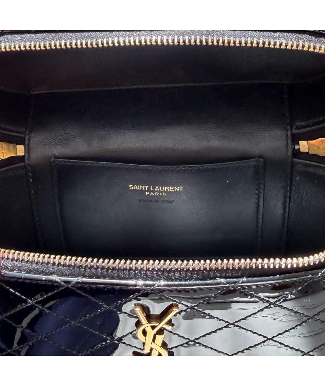 SAINT LAURENT Черная сумка с короткими ручками из лакированной кожи, фото 4