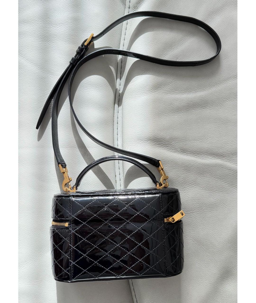 SAINT LAURENT Черная сумка с короткими ручками из лакированной кожи, фото 3