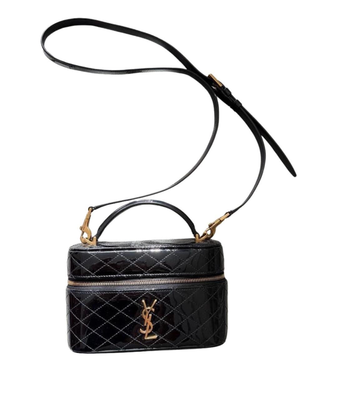 SAINT LAURENT Черная сумка с короткими ручками из лакированной кожи, фото 1