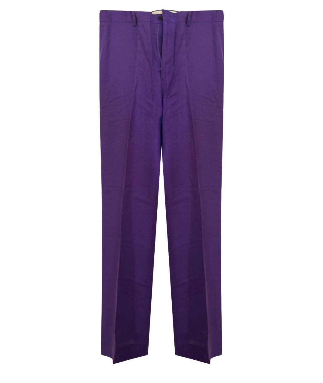 POLO RALPH LAUREN Фиолетовые льняные классические брюки, фото 1