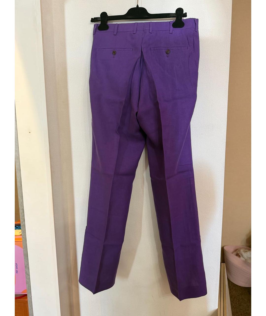 POLO RALPH LAUREN Фиолетовые льняные классические брюки, фото 2