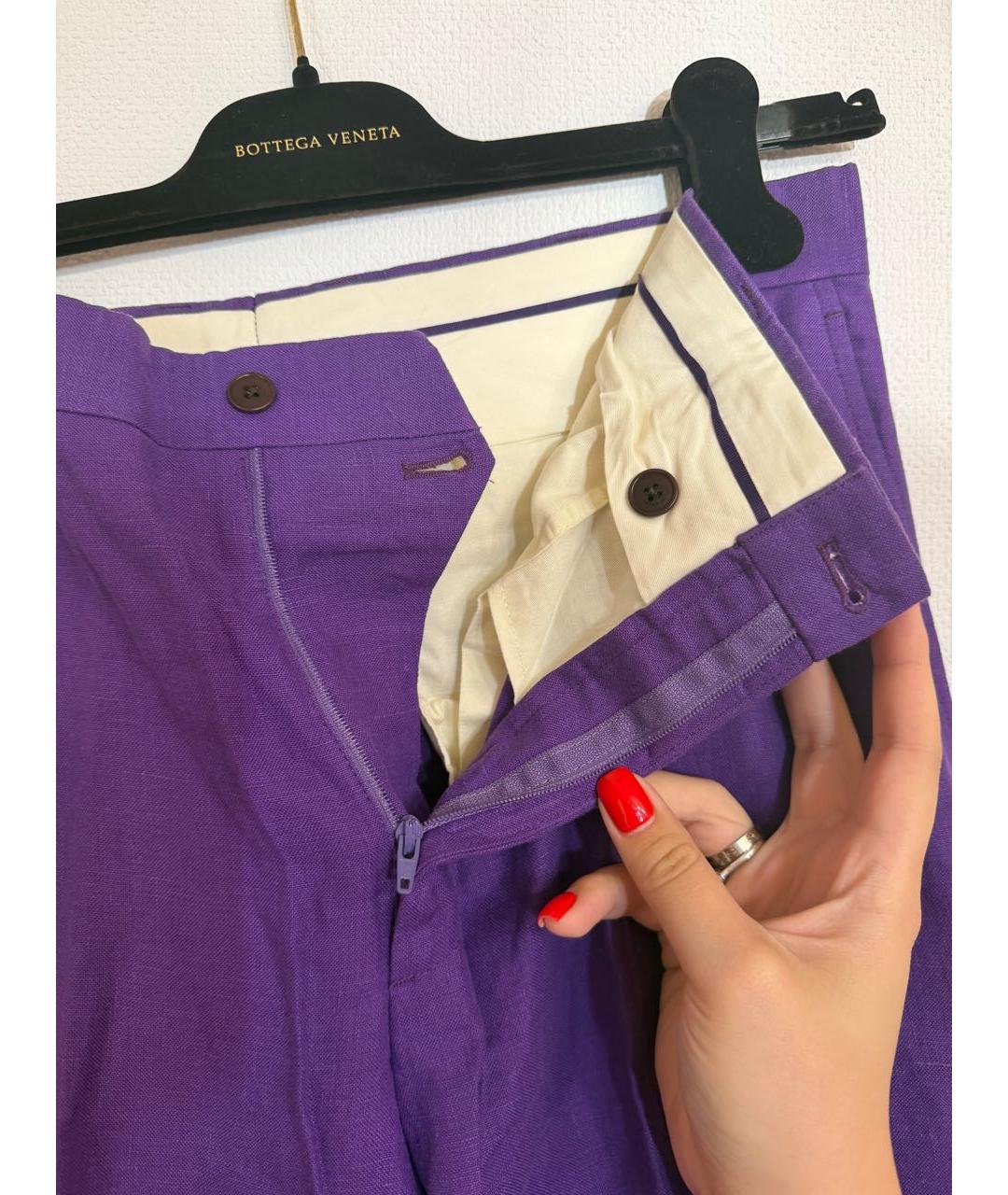 POLO RALPH LAUREN Фиолетовые льняные классические брюки, фото 3