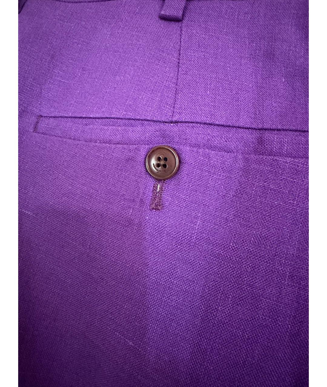 POLO RALPH LAUREN Фиолетовые льняные классические брюки, фото 4
