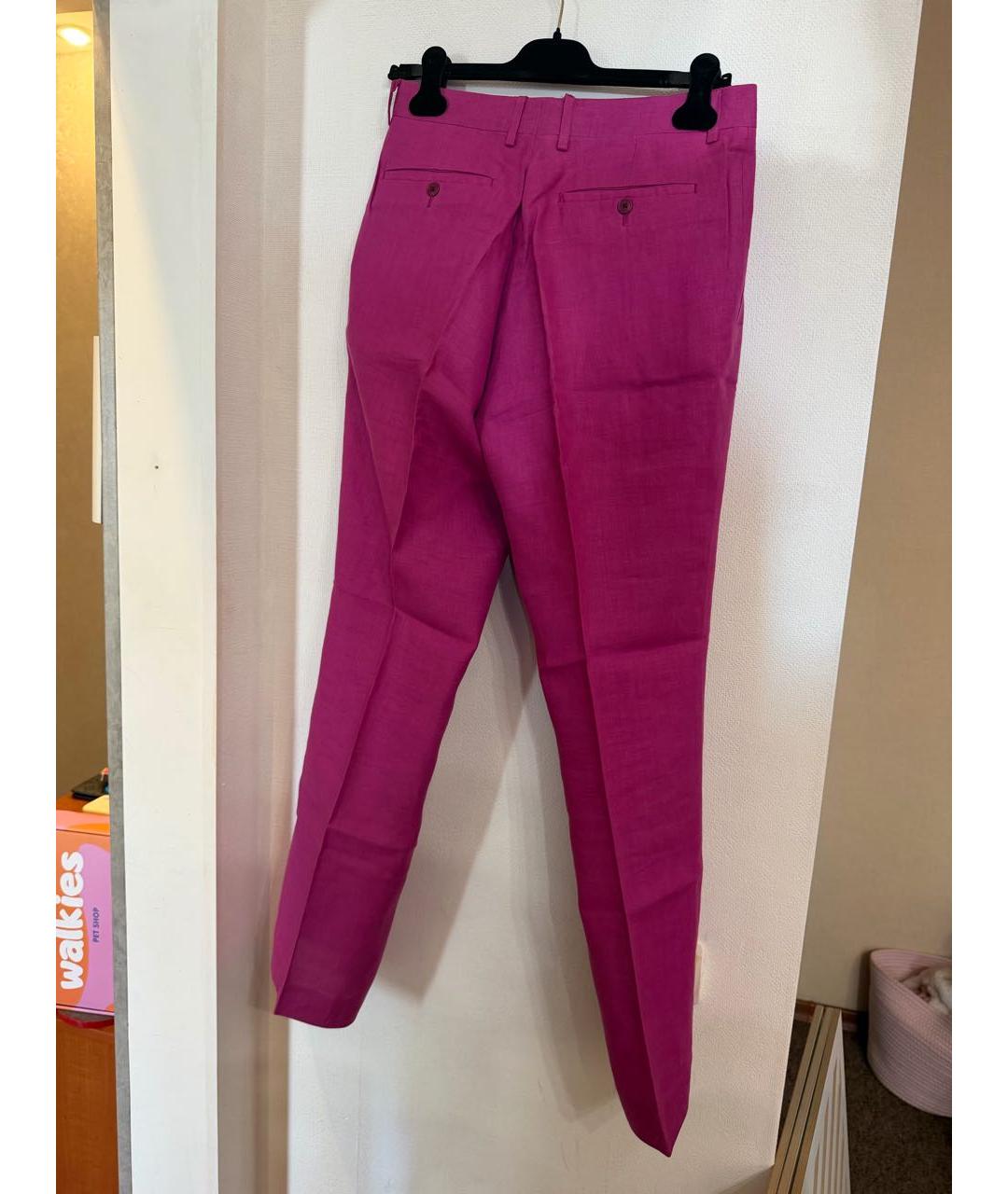 POLO RALPH LAUREN Фуксия льняные классические брюки, фото 2
