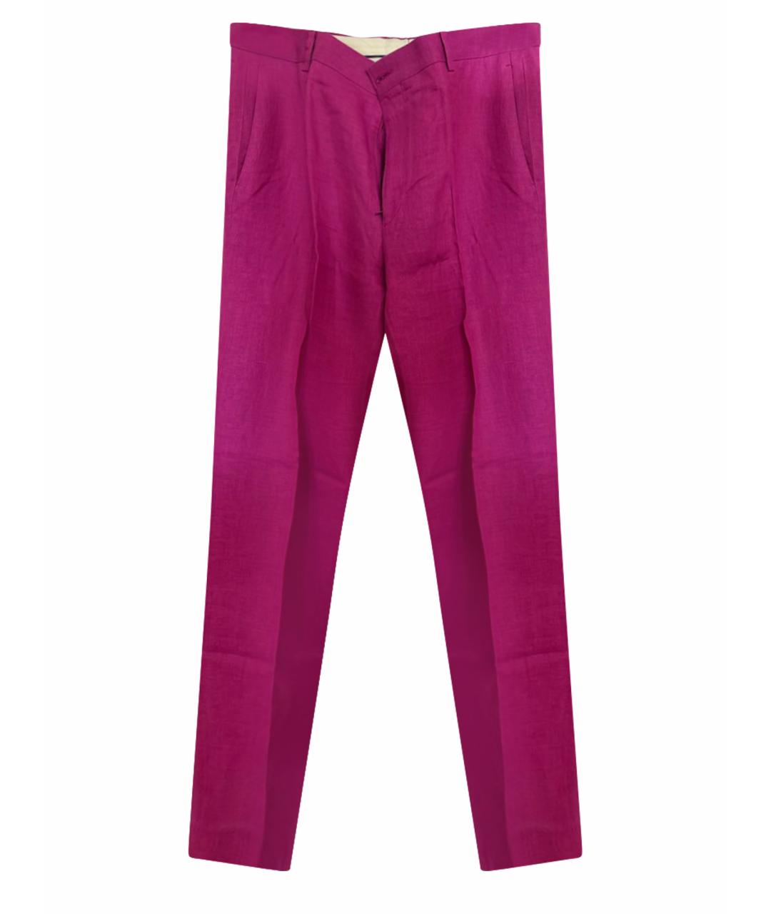 POLO RALPH LAUREN Фуксия льняные классические брюки, фото 1