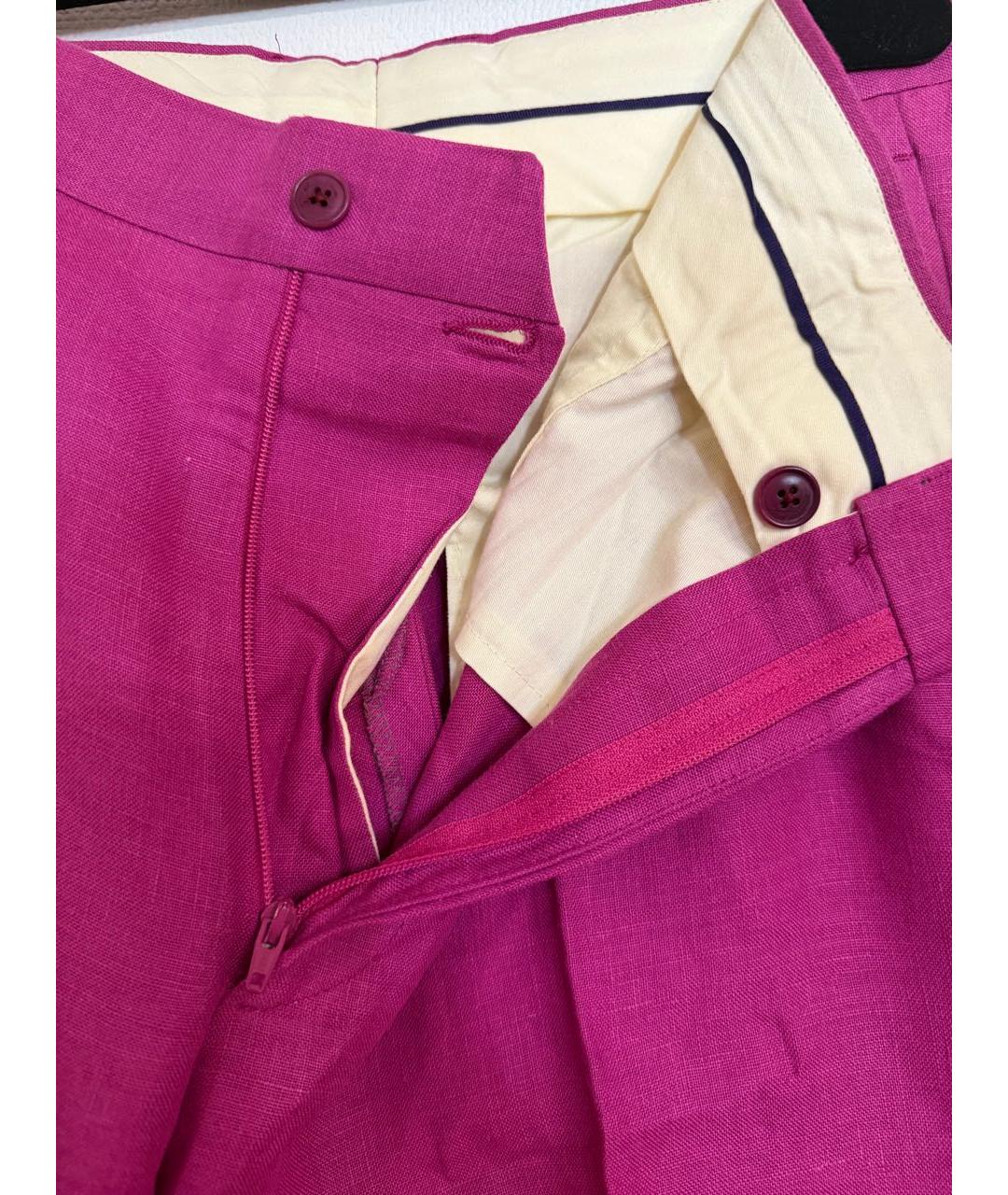 POLO RALPH LAUREN Фуксия льняные классические брюки, фото 3