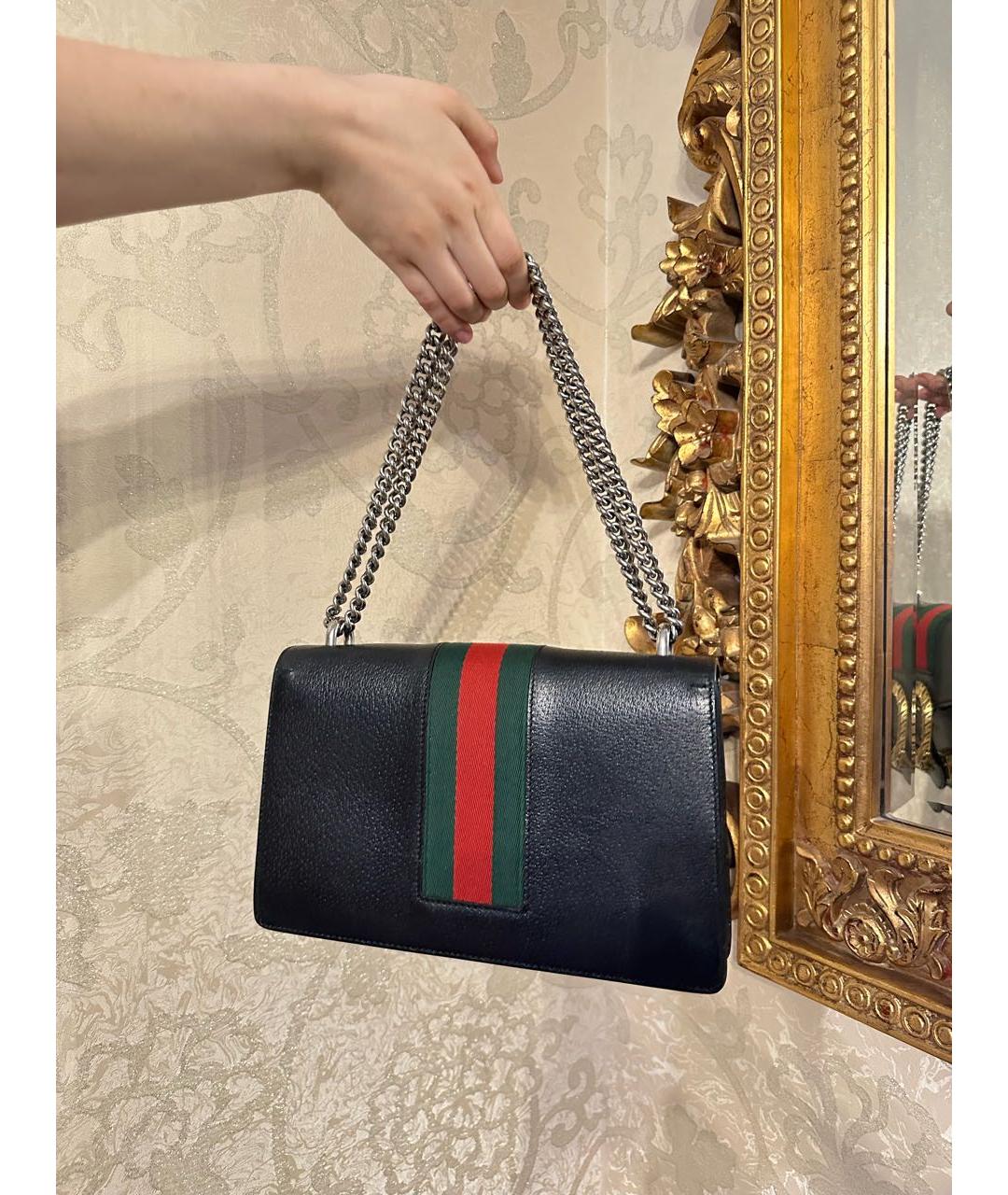 GUCCI Черная кожаная сумка через плечо, фото 3