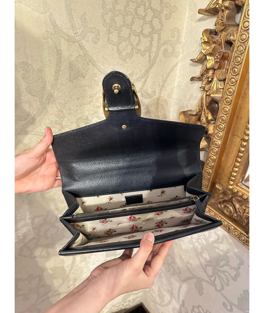 GUCCI Черная кожаная сумка через плечо, фото 4