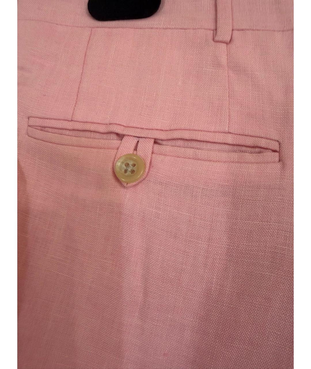 POLO RALPH LAUREN Розовые льняные классические брюки, фото 4