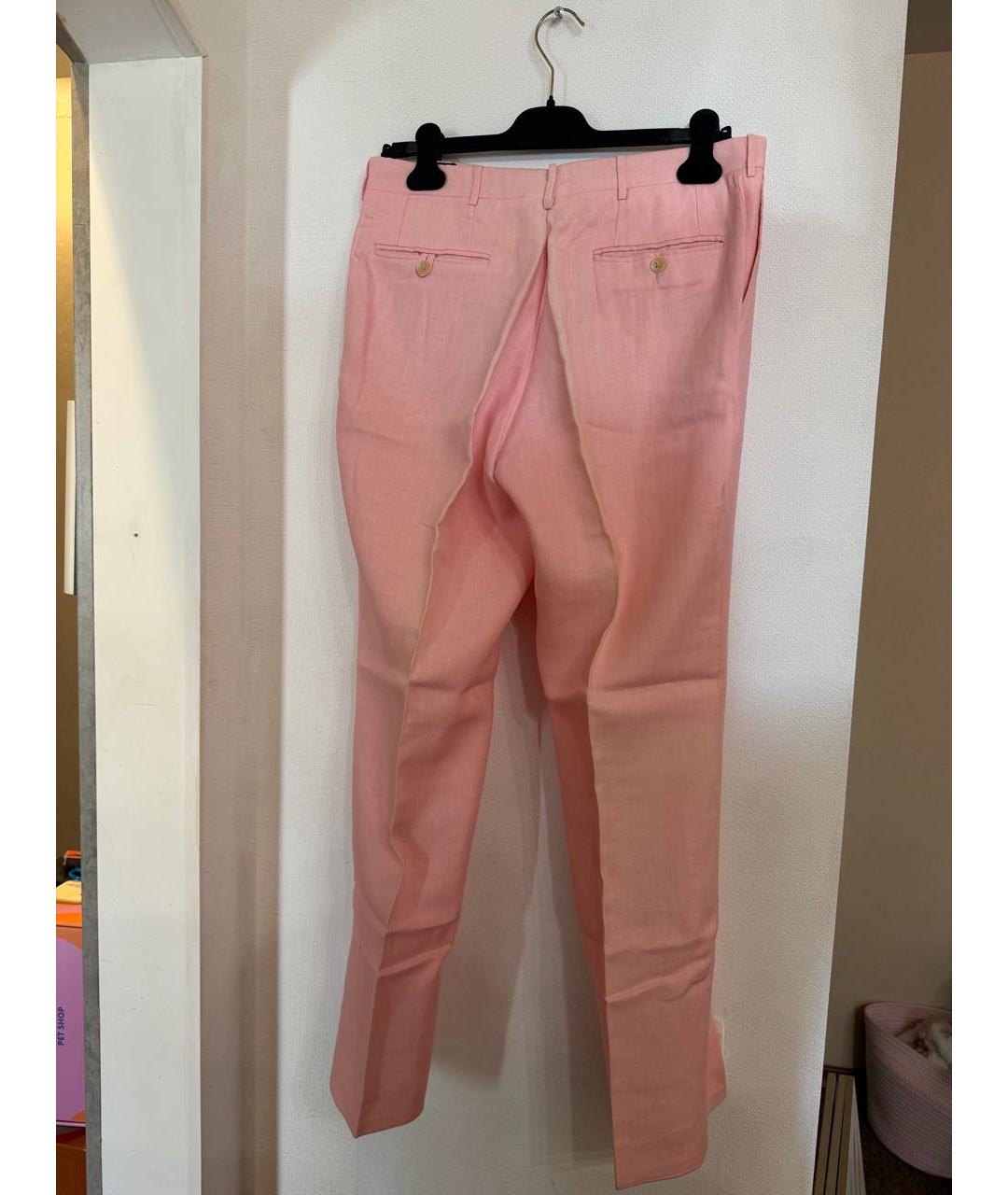 POLO RALPH LAUREN Розовые льняные классические брюки, фото 2