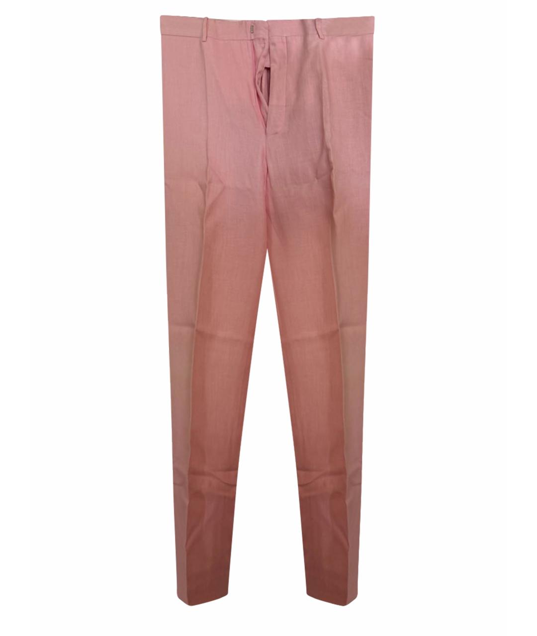 POLO RALPH LAUREN Розовые льняные классические брюки, фото 1