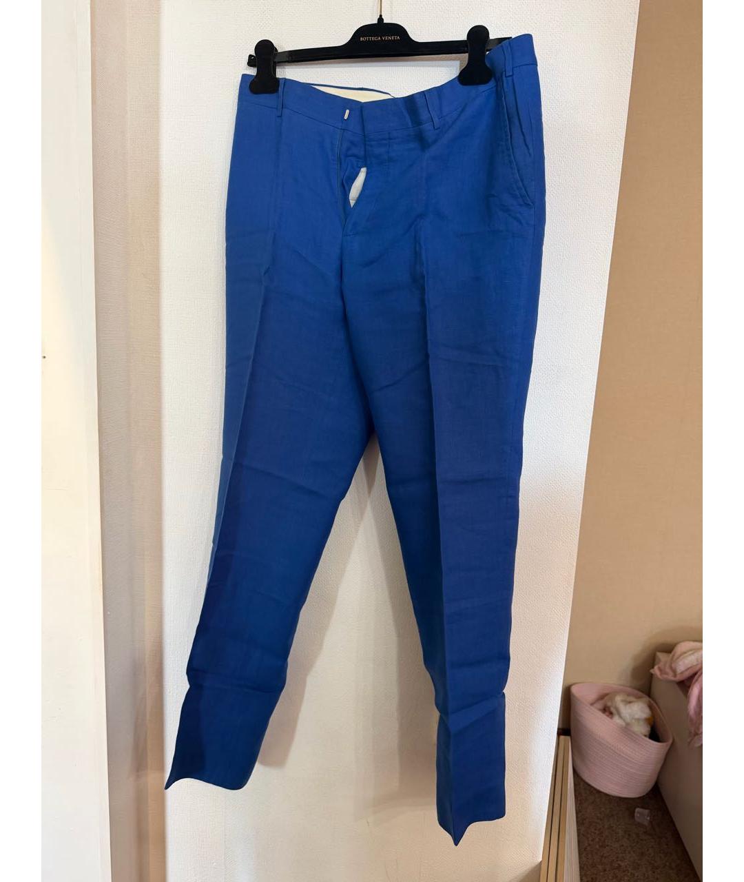 POLO RALPH LAUREN Темно-синие льняные классические брюки, фото 6