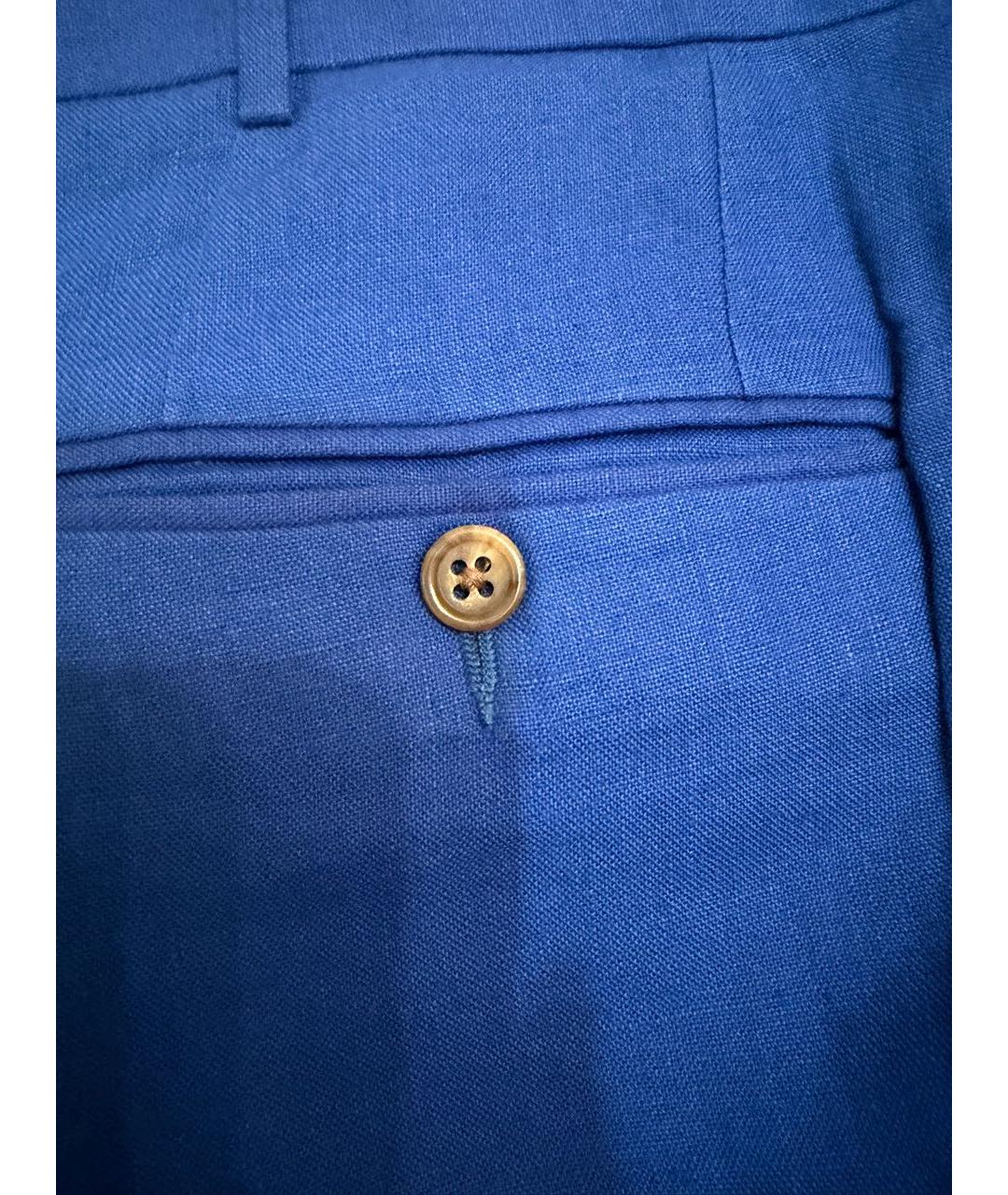 POLO RALPH LAUREN Темно-синие льняные классические брюки, фото 4